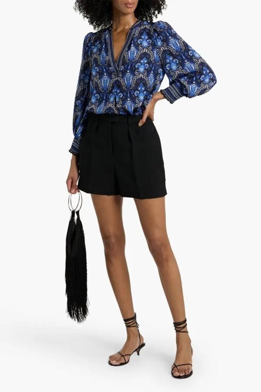 Alice + Olivia Sheila Printed 100% Silk Blouse